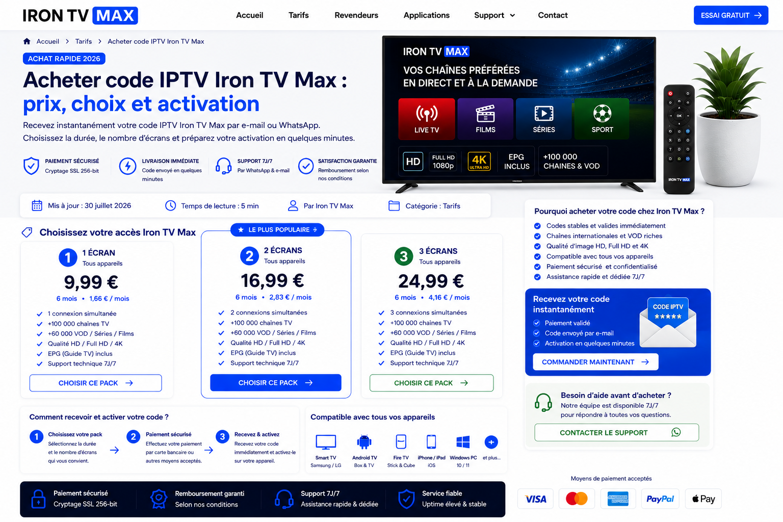 Acheter un code Iron TV Max : format, activation et sécurité