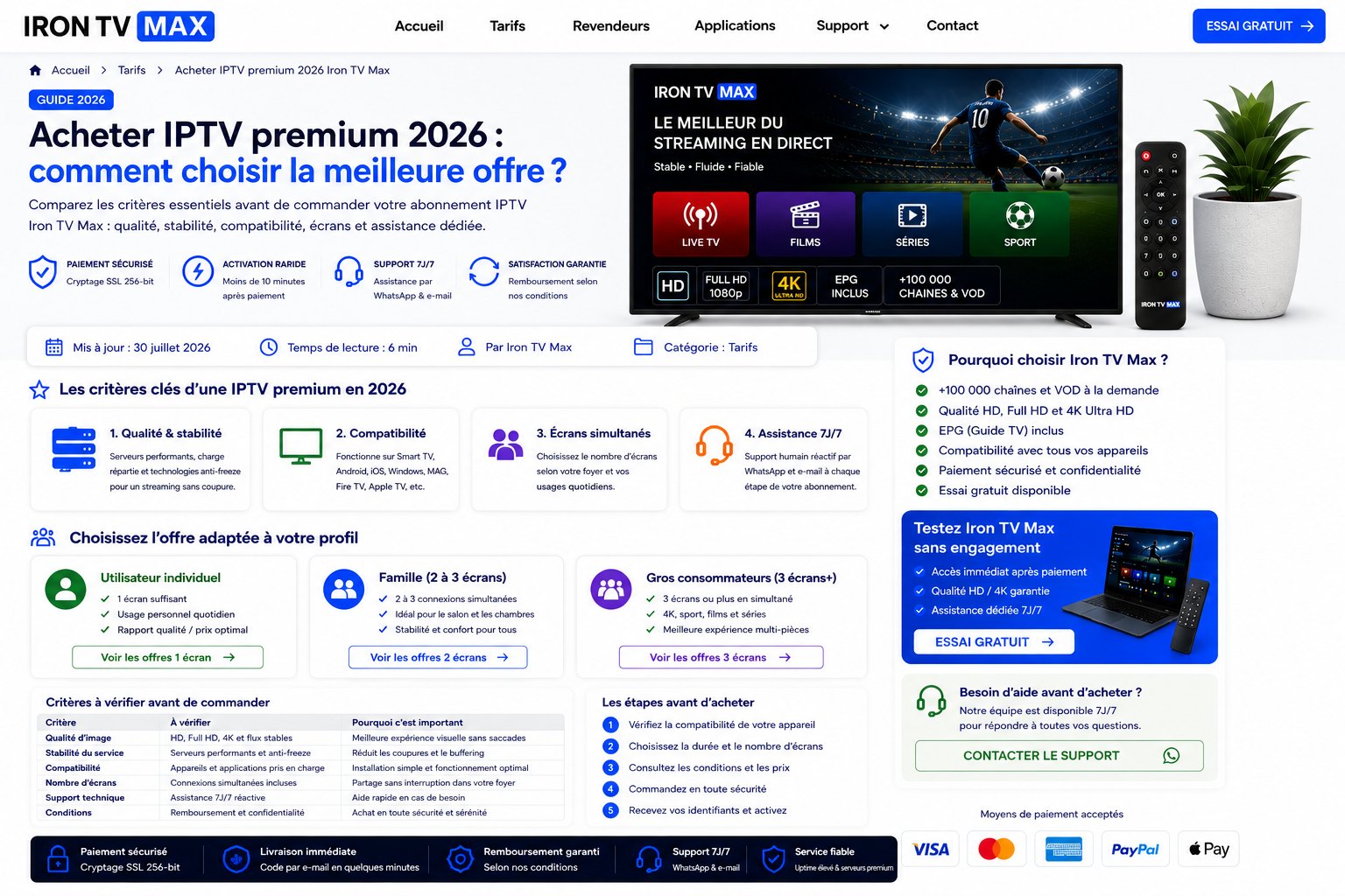 Acheter une IPTV premium : méthode de sélection