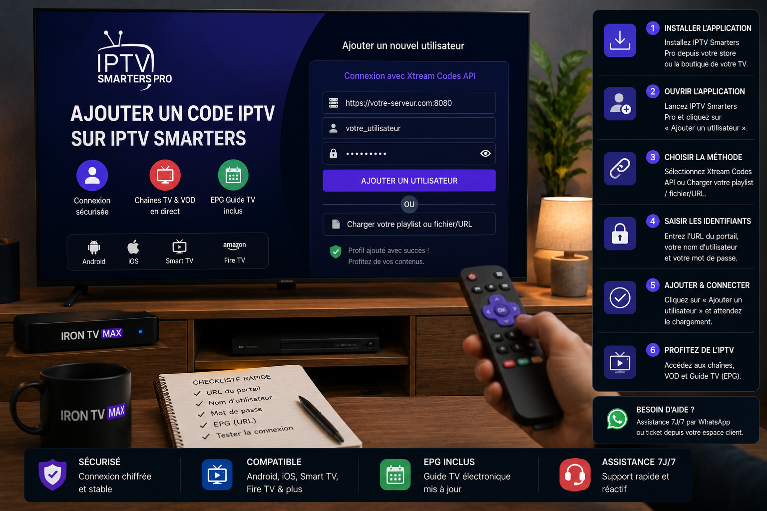 Configuration d’un profil IPTV Smarters sur un téléviseur connecté