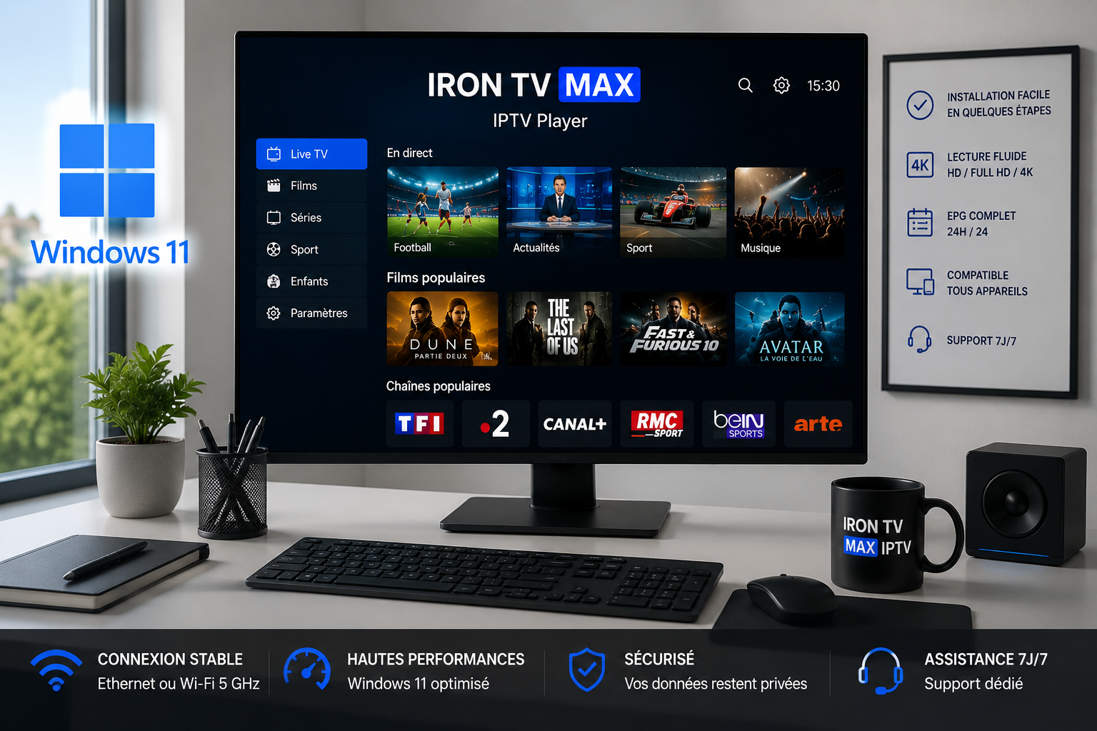 Configuration Iron TV Max IPTV sur Windows 11