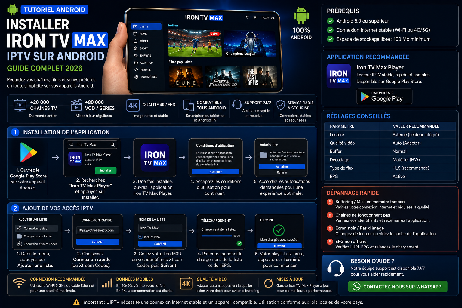 Installation d’Iron TV Max IPTV sur smartphone et tablette Android