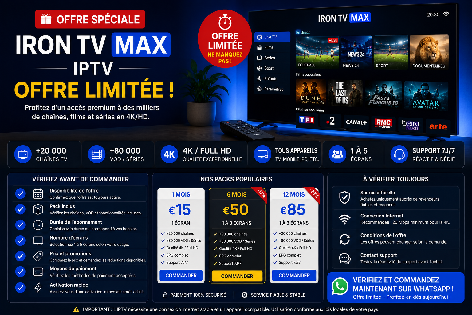 Offre spéciale Iron TV Max : vérifier les conditions