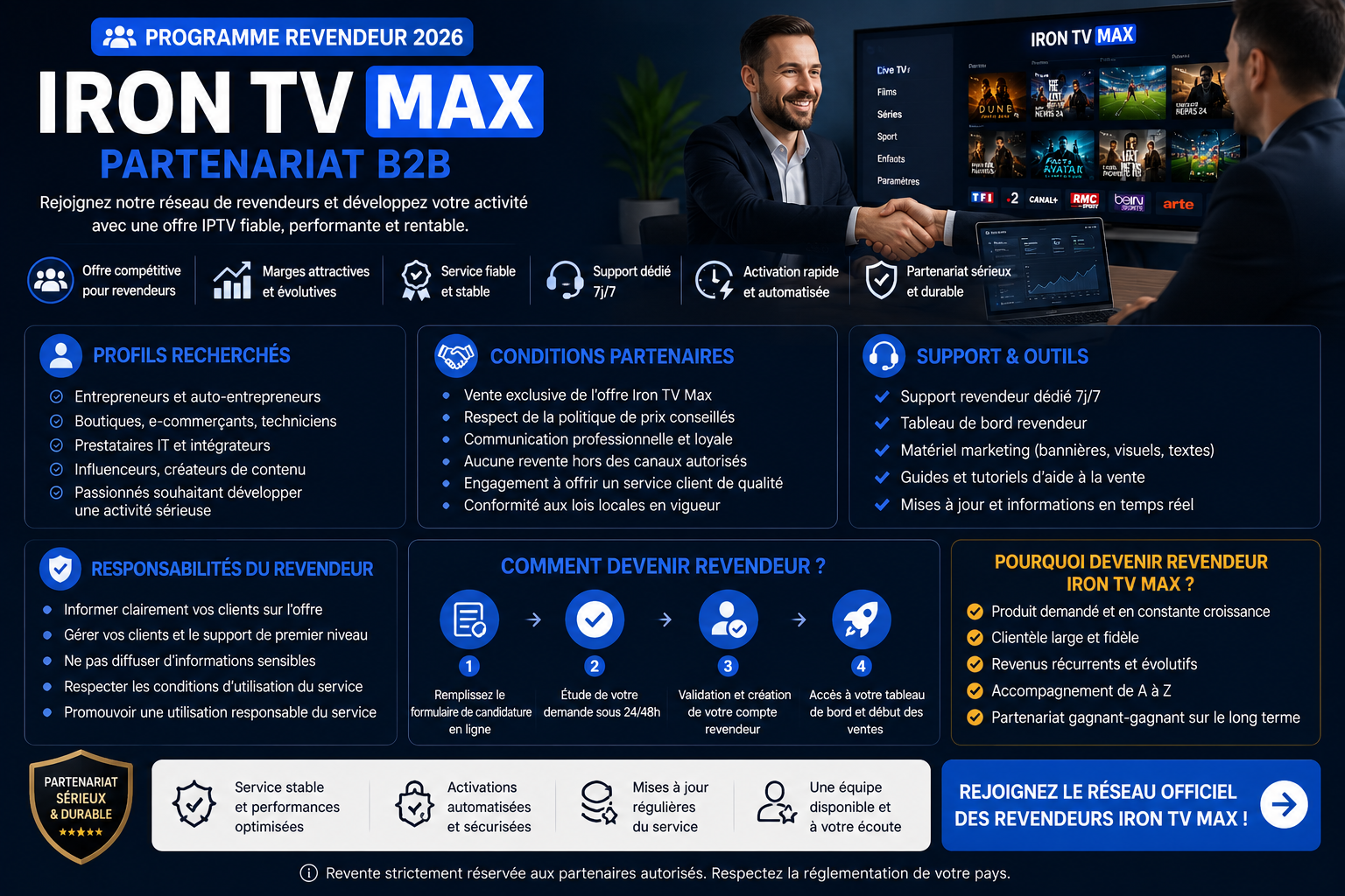 Programme revendeur Iron TV Max 2026